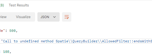 在 Spatie\QueryBuilder ，报错：Call to undefined method Spatie\\QueryBuilder\\AllowedFilter::endsWithStrict()