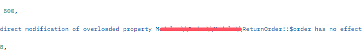 在 Laravel 9 中报错：Indirect modification of overloaded property ReturnOrder::$order has no effect